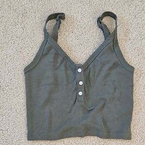 American Eagle Outfitters Dark Green Buttoned Crop Top